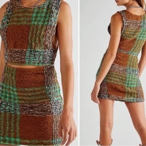 NEW Free People Scarlet Smocked Mini Dress Big Plaid Waist Cutout Festival Small - Picture 1 of 13