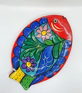 Piatto vintage Talavera ceramica messicana servizio pesce piatto dipinto a mano terracotta - Foto 1 di 9