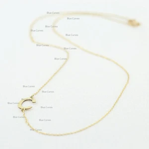 New C Alphabet Chain Necklace 14k Yellow Gold Handmade Jewelry Anniversary Gift - Picture 1 of 3