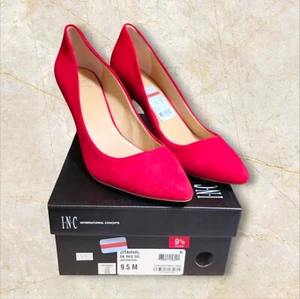 INC Womens Red Suede Pointed Toe Slip On Pumps 9.5 Medium (B,M) - Picture 1 of 7