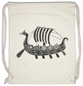 VIKING SHIP V Turnbeutel Boat Dragon Vikings Norse Norsemen Odin Valhalla - Picture 1 of 1