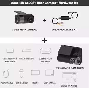 70mai A800S GPS 4K Smart Dash Cam DVR, COMPLETE Front, Rear Cam & Hardwire Kit - Picture 1 of 11