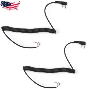 2Pcs 2 pin 4 Wire Speaker Mic Cable Line Fit For Baofeng UV5R Kenwood TK370 - Picture 1 of 6