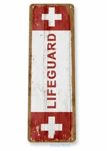 LIFEGUARD 11X4 TIN SIGN HOME GARAGE REPRODUCTION TIN SIGN RUSTIC BEACH POOL  - Picture 1 of 1