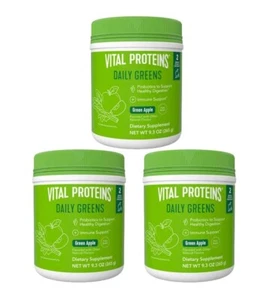 3PK Vital Proteins Daily Greens ~ 9.3 OZ Each ~ Green Apple ~ EXP 03/25 ~ SEALED - Picture 1 of 5