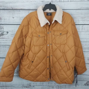 HFX Steppjacke Damen XL Gold Faux Sherpa Kragen Vegan Druckknopfleiste NEU - Bild 1 von 13