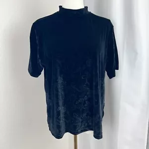 VTG Joan Leslie Top Womens Large P Black Floral Velvet Burnout 90s Whimsigoth - Picture 1 of 11