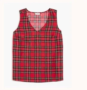 Neu mit Etikett J Crew Bluse Damen Large Schottenkaro ärmelloses Oberteil leicht 79 $ CF333 - Bild 1 von 3