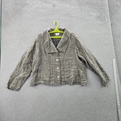 Blazer mujer FLAX L gris lino recortado cuello delantero Foto 1 de 4