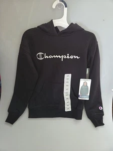 Champion Girls Logo Fleece Hoodie Size XS 4/5 Black - Picture 1 of 3