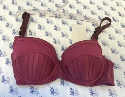 ¡NUEVO! Sujetador de balcón acolchado satinado Stella McCartney 30B 30C fucsia 'Cherie Sneezing' Foto 1 de 4