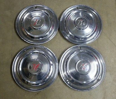 *FOUR* Vintage 1955-1956 Nash Rambler Metropolitan 15" Hubcaps Wheel Covers USED - Изображение 1 из 4