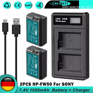 2× 7.4V NP-FW50 Akku & Ladegerät Für Sony Alpha A7 5000 6000 6500 7S 7R II RX10 - Bild 1 von 13