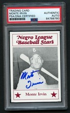 Monte Irvin #6 signed autograph 1986 Larry Fritsch Negro League Stars Card PSA