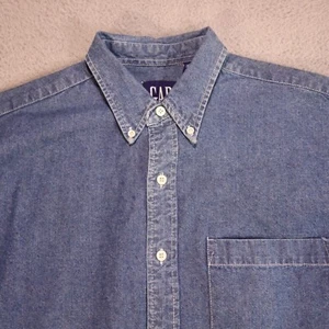 Camisa vintage Gap para hombre mediana azul denim lavado claro algodón descolorido con botones - Imagen 1 de 6