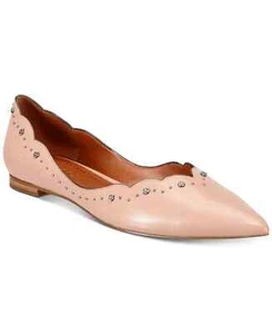 COACH Vivian Pale Pink Pointed Toe Flats Tea Rose Studs Pink Ballet Strap - sz 6 - Picture 1 of 1
