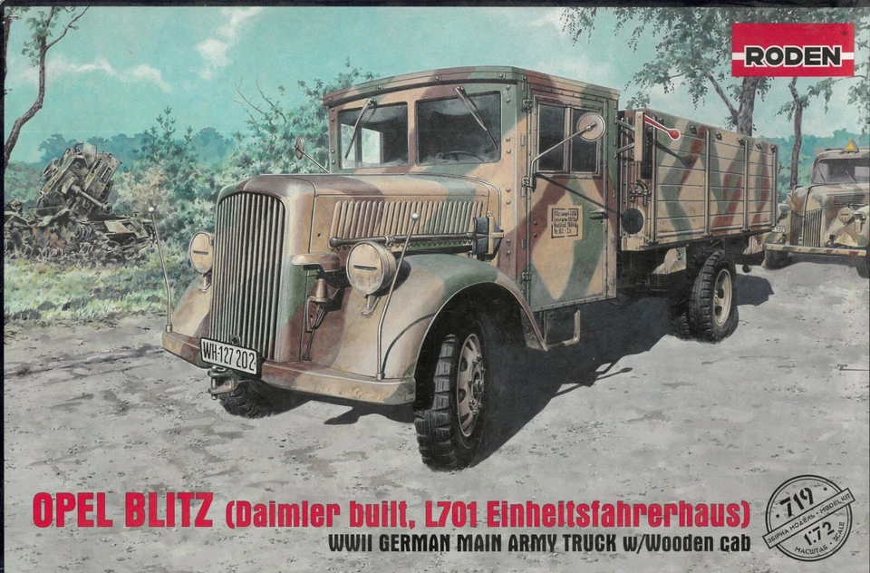 RODEN OPEL BLITZ DAIMLER (BULLT. L701 EINHELTSFAHRERHAUS) 1/72 ART 719 KIT - Immagine 1 di 1