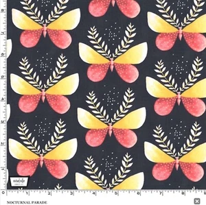 Yellow Butterfly print NOCTURNAL PARADE Garden Collection Michael Miller Fabric - Picture 1 of 6