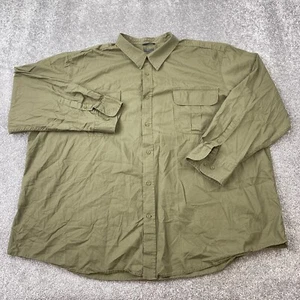 Basic Editions Heritage Wash Button-Up Shirt Men's Size 4X Green Chest Pocket - Picture 1 of 7