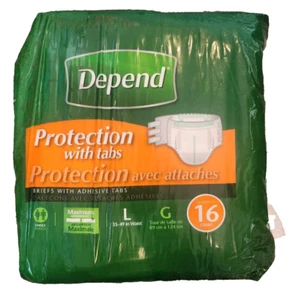 Depend Protection with Tabs Maximum Absorbency Briefs Unisex Large 16 count NEW - Picture 1 of 2