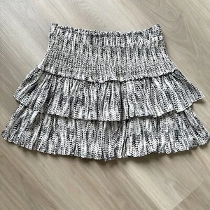 Reset By Jane Silky Amore Ruffle Tiered Mini Skirt L Black White Elastic Waist - Picture 1 of 8