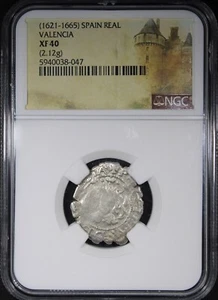 1621-1665 Spain Real Valencia NGC XF40 2.12G Silver - Picture 1 of 2