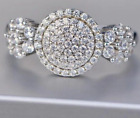 SILVER RING WITH CENTRE RADIANT JEWELS & 2 SIDE CLUSTERS SIZE 60 U GENUINE SALE
