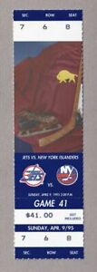 Winnipeg Jets VS New York Islanders April 9, 1995 Hockey Ticket Stub