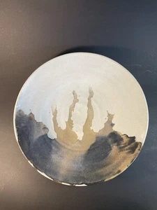 Art Pottery Decorative Plate Brown Beige Modern Design 8.25”  Signed By “K” - Picture 1 of 11