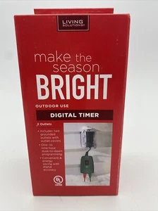 Make the Season Bright Digital Outdoor Light Timer Dusk to Dawn Two outlet - Picture 1 of 5