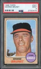 1968 TOPPS #347 GEORGE BRUNET PSA 9 ANGELS *B68380