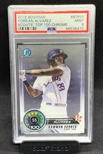 (2) 2018 Bowman Chrome YORDAN ALVAREZ Bowman Scouts’ Top 100 RC PSA 9 Plus a 6!