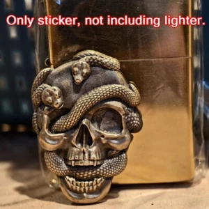 1 pieza. Pegatina de latón con sello de calavera entrelazadora de serpientes gemelas para ZIPPO - Imagen 1 de 5