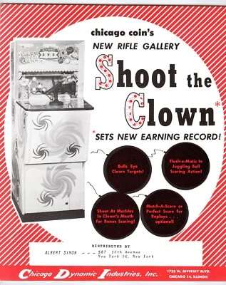 Juego de Rifle Retro Shoot The Clown Vintage Arcade FLYER Original 1960 8.5" x 11" Foto 1 de 2