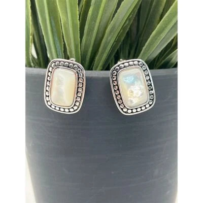 Pendientes de Madreperla Premier Designs Vintage Tono Plateado Clip-on Post Foto 1 de 4