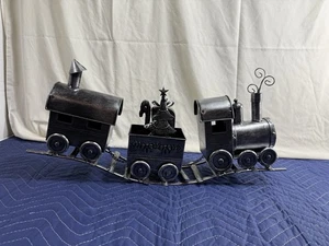 Metal Train With 3 Cars on Track Holiday Home Decor 24” Christmas - Picture 1 of 10
