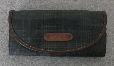 Vintage Espirit Vinyl Blue Green Plaid Large Long Checkbook Wallet Clutch - Image 1 of 4