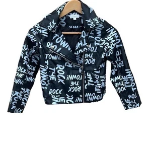 Disney Decedents black faux leather Moto jacket size girls small - Picture 1 of 8