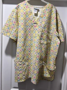 SB Scrubs Yellow Medical Uniform Scrub Top Size 2X Pink, Purple, Blue, Green - Picture 1 of 9
