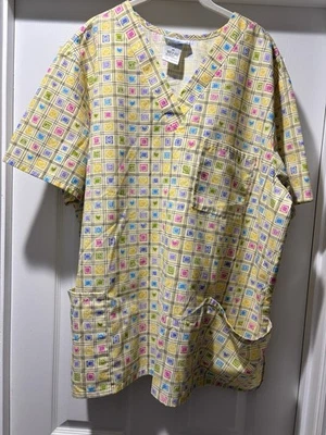 SB Scrubs Yellow Medical Uniform Scrub Top Size 2X Pink, Purple, Blue, Green - Image 1 of 4