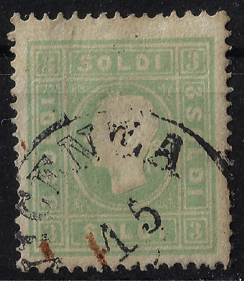 1862 ASI Lombardo Veneto 3 soldi verde giallo Sassone 35 usato - Immagine 1 di 1
