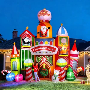 13.5 FT Tall Candy Castle Christmas Inflatables Outdoor Decorations, Blow up Chr - Picture 1 of 12