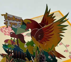 Thinking of You Bird 3D Pop Up Card Parrot Having A Great Time You Are the Best - Picture 1 of 4