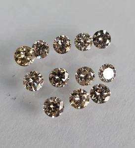 Par de diamantes sueltos de corte brillante champán marrón natural de 0,20 quilates (2 piezas) de 3 mm - Imagen 1 de 13