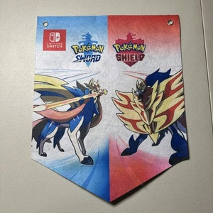 Pokémon Sword and Shield Fabric Banner Sign Flag Galar Region Nintendo GameStop - Picture 1 of 3