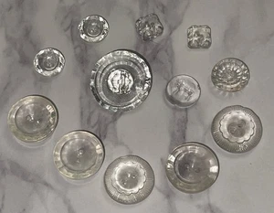 Vintage 12 Czech Clear Depression Crystal Glass Crafting Buttons 107-17 - Picture 1 of 17