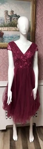 Dark Pink Chi Chi London premium lace midi dress with cap sleeve Size UK 10 - Picture 1 of 8