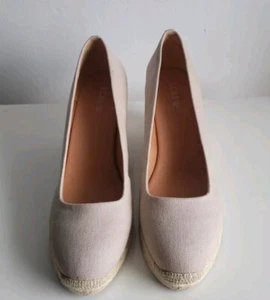 J. Crew Women's Tan Beige Wedge Pump Heels Espadrilles Size 9.5 - Picture 1 of 7