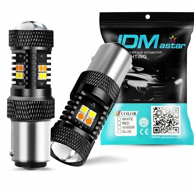 JDM ASTAR 1157 Dual Color 3030 SMD White Amber LED Switchback Turn Signal Lights - Image 1 of 4