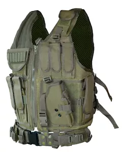 Cross Draw Vest Tactical Ideal for Hunting Fishing Shooting Jacket - Green - Picture 1 of 5